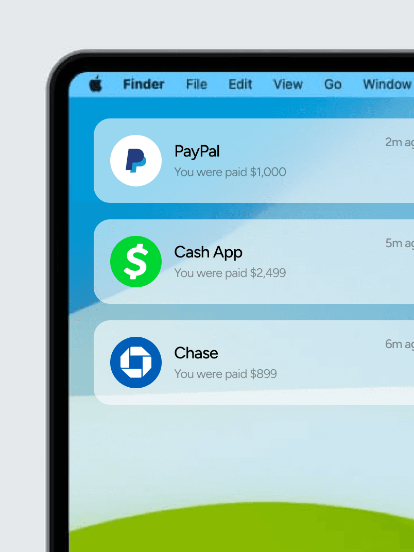 All payment notifications received instantly